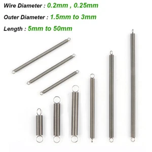 10Pcs Stainless Steel Tension Spring Extension Spring Wire Diameter 0.2mm 0.25mm - Picture 1 of 7