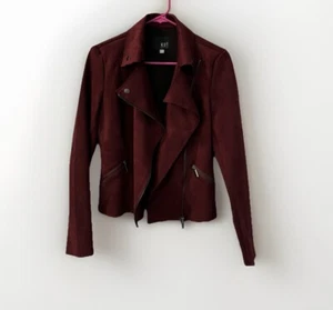 Kut From The Kloth Oxblood Moto Jacket Size XS Full Zip Biker Faux Suede - Picture 1 of 5