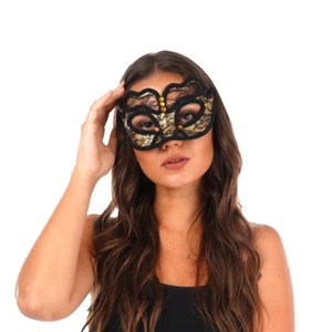Gothic Gold Lace Masquerade Mask Halloween Fancy Dress Costume Sexy Witch - Picture 1 of 1