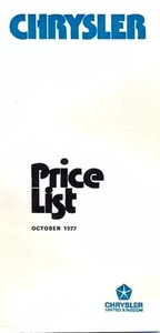 Chrysler Avenger Hunter Alpine 180 2-litre UK Prices & Options October 1977 - Picture 1 of 1
