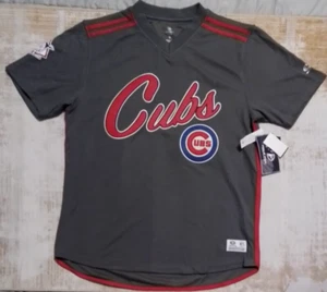 New Chicago Cubs Jersey V-Neck MLB Tru Fan Gray Blue Red Pullover Shirt - Picture 1 of 5