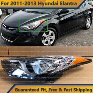 Halogen Headlight Assembly Chrome Driver Side for 2011 2012 2013 Hyundai Elantra - Picture 1 of 8