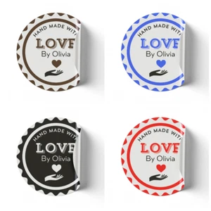 Handmade With Love Stickers Made Wiht Love Thank You Packaging Sticker With Name - Picture 1 of 13