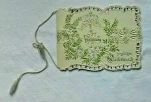 Luxuspapier Jugendstil Verlobungskarte ~ 1900 Klappkarte Spitze Hirschoff - Picture 1 of 4