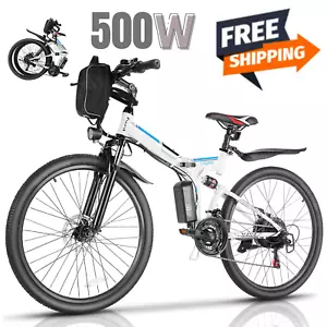 26" Folding Electric Bike, 500W Mountain Bicycles 48V Ebike Commuter for Adults~ - Picture 1 of 44