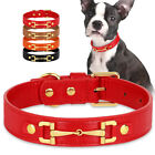 Soft Leather Dog Collar with Metal Bcukle Adjustable for Small Medium Dogs S M L