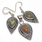 Aqua Seraphinite Ethnic Handmade Pendant Earrings Set Jewelry 1.5|1.7" GW