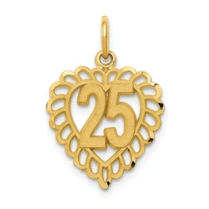 14k 14kt Yellow Gold 25 in a Heart Charm PENDANT 22 mm X 15 mm - Picture 1 of 3