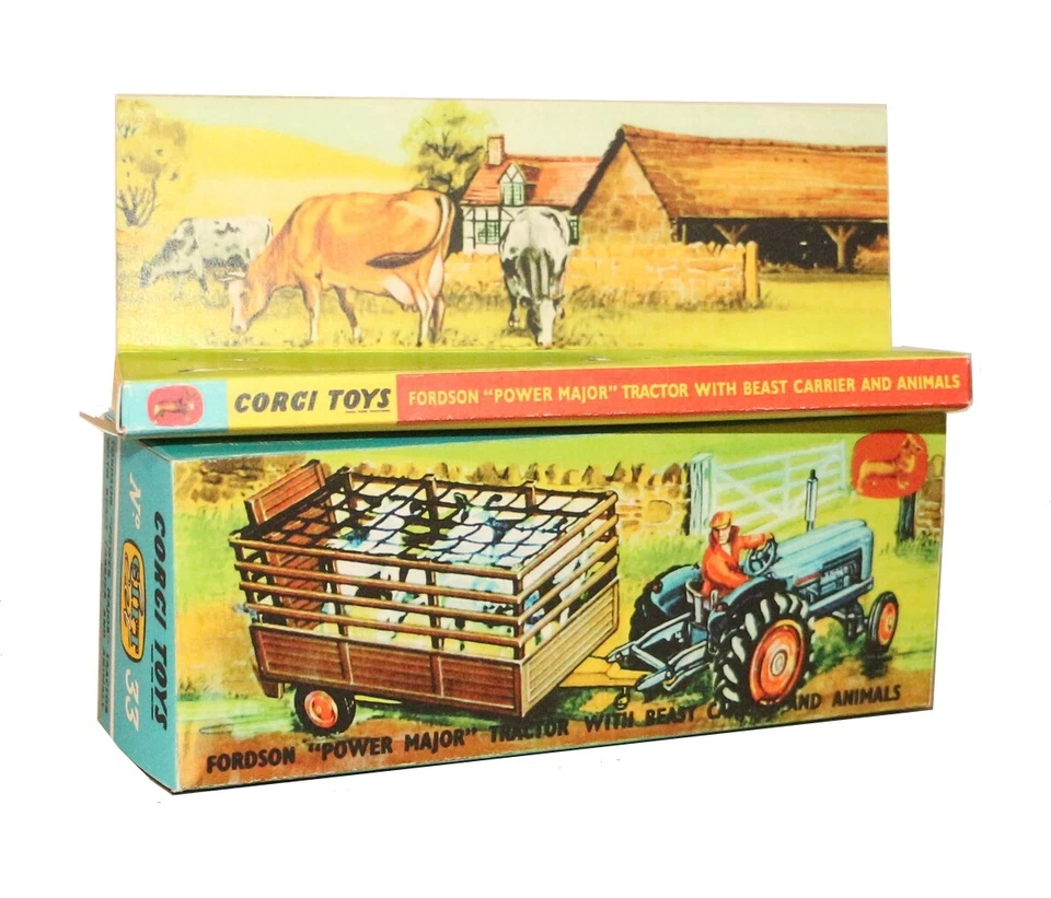 Corgi toys boîte repro gift set 33 fordson power major tractor beast carrier
