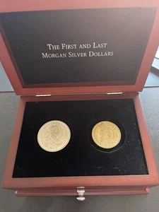 Draped Bust Dollar Set 1795 & 1803 With Wooden Display Box not really silver - Picture 1 of 7