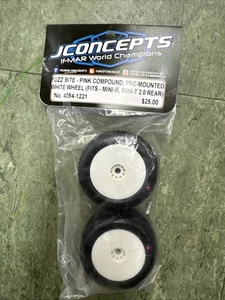 Jconcepts Fuzz Bite Pink Mounted White Wheel Mini-T 2.0/Mini-B Rear 40841221 - Picture 1 of 1