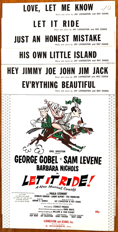 Seis partituras FLOP Livingston & Evans Broadway Musical 1961 Let It Ride Foto 1 de 1