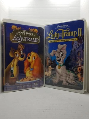 Disney's Lady And The Tramp & II 2 Scamp's Adventure VHS Movie Lot Clamshell Fun - Image 1 of 4