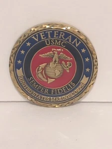 US MARINE CORPS VETERAN Challenge Coin With Protector - Picture 1 of 5
