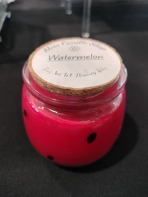 7 Oz. Vela de melancia em um frasco de vidro com tampa de cortiça - Imagem 1 de 3
