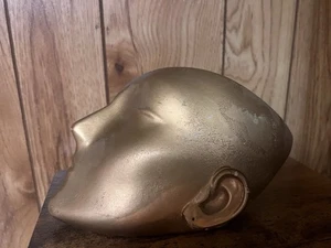 Vintage Gold Painted Pottery Face Wall Art - Picture 1 of 7