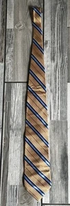 100% Silk Fabric Nautica Blue Striped Beige Tie - Picture 1 of 1