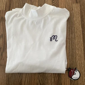 Malbon Mare Mockneck Golf T-Shirt weiß Logo Baumwolle Tee Herren Größe Small neu mit Etikett - Bild 1 von 12