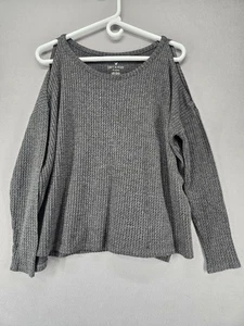 Top Victoria's Secret Suave y Sexy Felpa Hombro Frío, Gris Carbón, Pequeño - Imagen 1 de 7