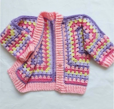 LLAMZ DESIGNS Crochet Pattern Granny Square Hexi Cardigan 0 - Adult Girls Ladies Boho Hexagon