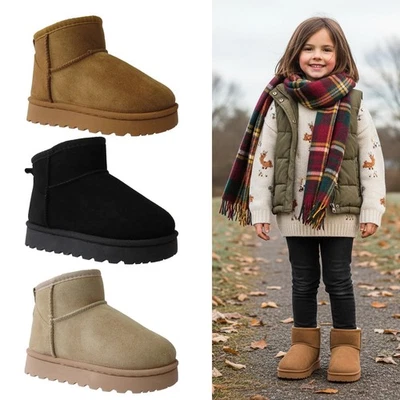 ITS NICE KINDER MÄDCHEN KINDER WARM WINTER STIEFELETTEN FELL GEFÜTTERT KUSCHELIG ZUM ÜBERZIEHEN KUSCHELIG STIEFEL GRÖßE