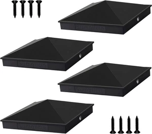 4 Stück Schwarz Aluminium Pyramide Pfostenkappen Abdeckung NUR für echte 6" x 6" NICHT für 5,5" - Bild 1 von 5