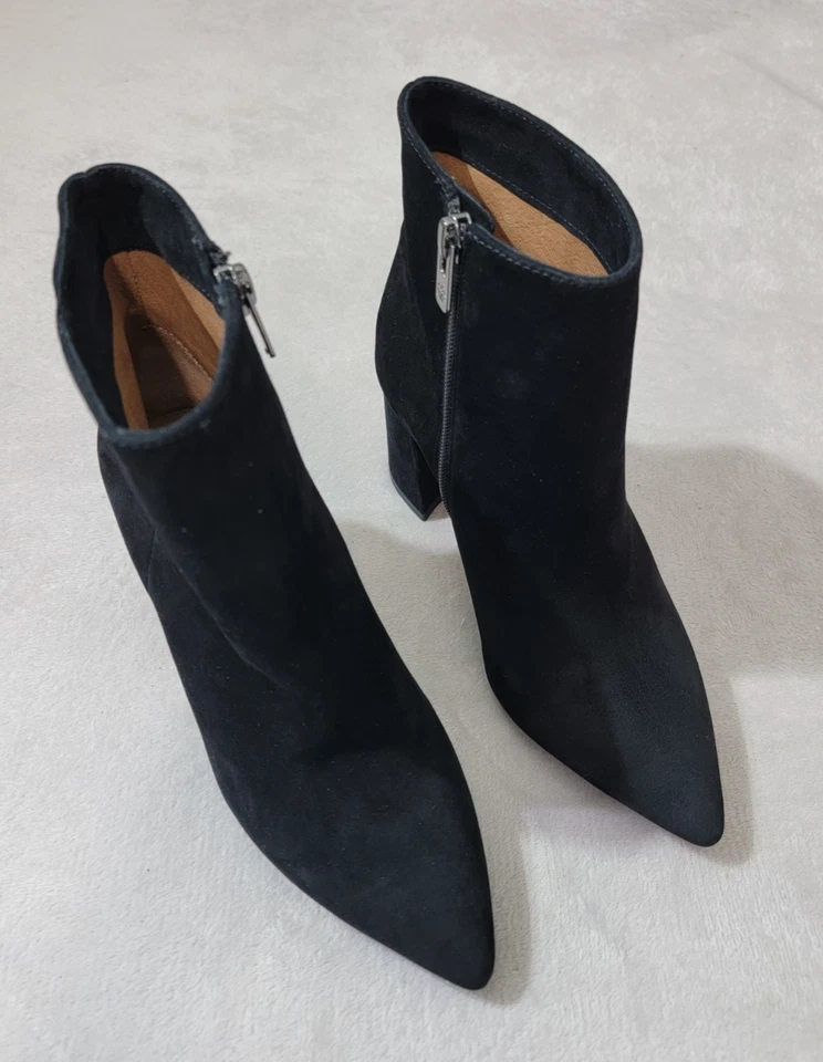 Antonio Melani Ankle Boots Women 6.5M Black Suede Point Toe Side Zip Refined Lux - Image 1 of 4