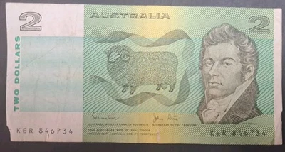(1982) Australia 2 Dollars P43d KER846734  sigs Johnston-Stone. - Image 1 of 2