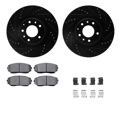 For Mazda CX-9 07-15 Drilled & Slotted Front Brake Kit w Optimum Pads - Image 1 of 3