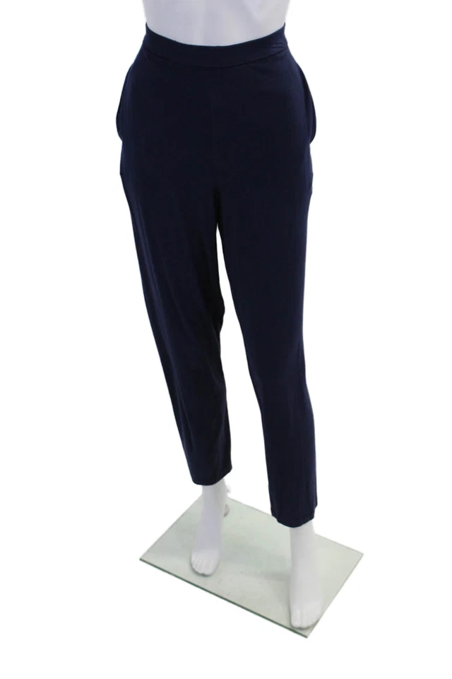 Pantalones de salón Eileen Fisher para mujer cintura elástica calce relajado azul marino talla M Foto 1 de 4