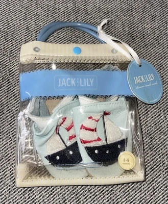 NEW Jack and Lily Leather Sail Sailing Boat Baby Shoe Infant 0-6 mo Blue - Image 1 of 2