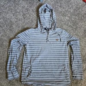 Rip Curl Gray and White Striped Size Medium Hooded Midweight Sweatshirt - Picture 1 of 11