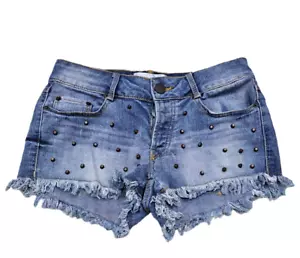 Pantalones Cortos de Jean de Denim No Boundaries para Mujer Cortados con Tachuelas Talla 3 Juniors Botón Mosca - Imagen 1 de 4