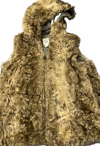 Baby Gap Kids Vest Girls Faux Fur Size 5 Toddler Zip Front Hooded - Picture 1 of 8