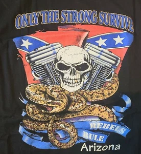 1998 Biker Design Only The Strong Survive Arizona TShirt 3XL Skull Snake Harley - Picture 1 of 4