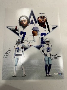 Trevon Diggs Stephon Gilmore Signed 16x20 Photo Dallas Cowboys PIA/JSA - Picture 1 of 4
