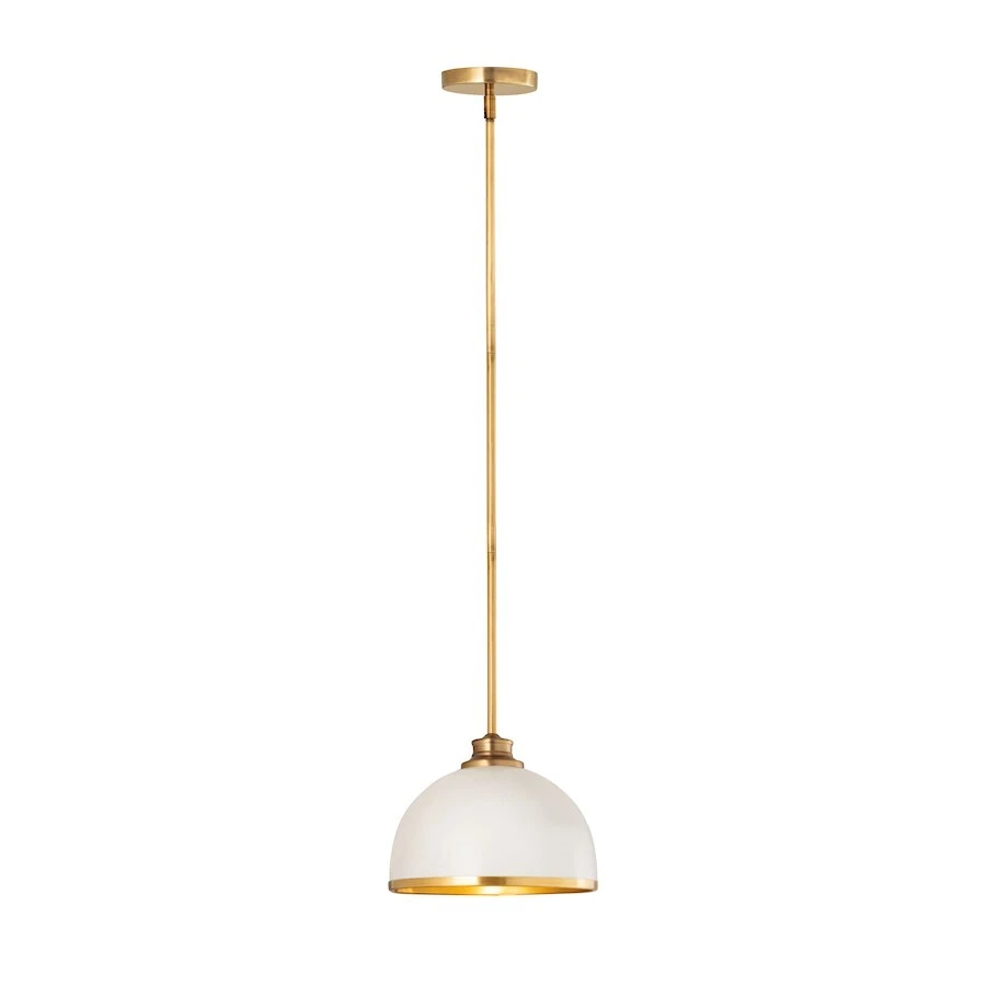 Z-Lite Landry 1 Light 10" Pendant, Matte White/Rubbed Brass - 1004P10-MW-RB Foto 1 de 1