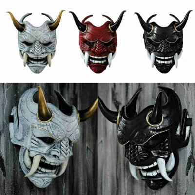 Demon Samurai Oni Prajna Cosplay Kabuki Devil Mask Party Noh Halloween Headwear - Image 1 of 4