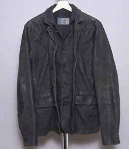 Chaqueta Blazer de Cuero ALL SAINTS MEDIANA Para Hombres ENCUESTA Gamuza Encerada Película Celebridad - Imagen 1 de 17