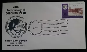 1971 Pakistan 20th Anniv of Colombo Plan FDC ties 20P stamp with cachet - Picture 1 of 2