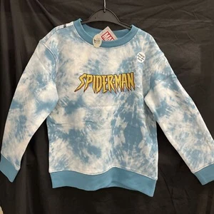 Spiderman Kids Graphic Tie Dye Teal Sweatshirt Size 10 - Picture 1 of 4