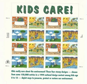 Usa: 1995; Scott 2954, complete sheet of blocks of 4, kids care mint NH. EBN086 - Picture 1 of 1