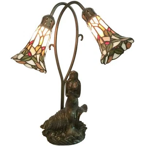 Bieye L10625 Meerjungfrau und Lilie Blumen Tiffany Stil Buntglas Akzent Tisch... - Bild 1 von 9