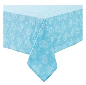 Blue Easter Egg Tablecloth 60 x 120 Rectangle Oblong Woven Cloth Fabric Spring - Picture 1 of 5