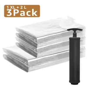 3 Pcs(1 Jumbo 2 Large)Vacuum Storage Bags Travel Compression Bag WITH hand pump - Picture 1 of 7