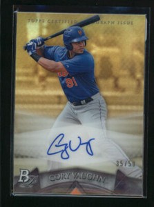 CORY VAUGHN 2014 BOWMAN PLATINUM GOLD REFRACTOR PROSPECT AUTO RC #35/50 AD5893