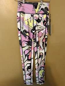 DKNY Sport Printed High-Waist Leggings Women's XXS Multicolored Elastic Pink - Picture 1 of 6