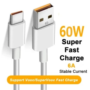 Super VOOC/VOOC/Fast Charge Data Type-C USB 6A Cables 1m 1.5m 2m - AUS - Afbeelding 1 van 4