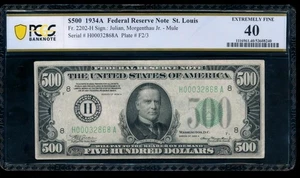 AC 1934A $500 FIVE HUNDRED DOLLAR BILL Saint Louis PCGS 40 comment - Picture 1 of 2