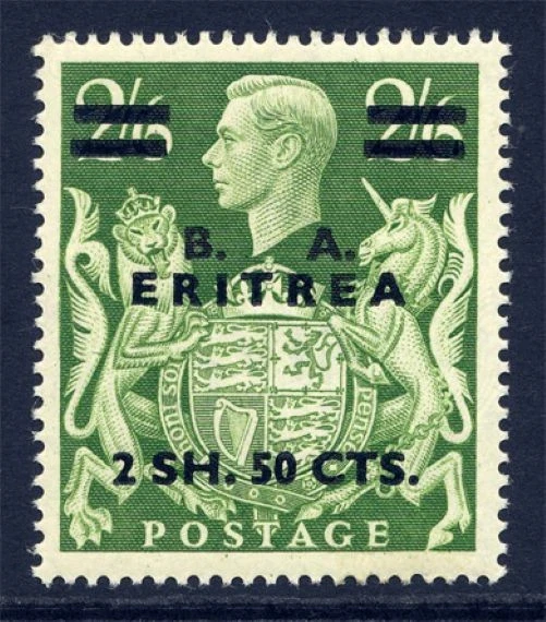 BRITISH OCCS (ERITREA) 1950 2.50C EN 2/6D FILA 1/7 VARIEDAD RECIÉN MONTADO COMO NUEVO Foto 1 de 1